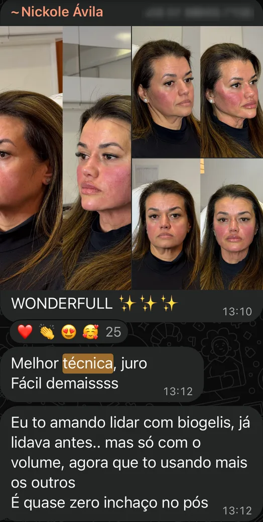 Print do depoimento de Nickole Á. no grupo de alunas