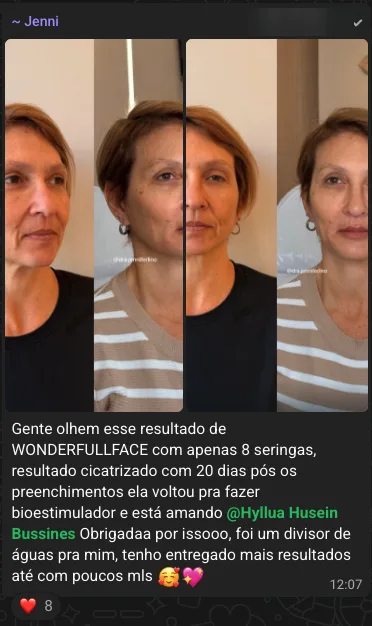 Print do depoimento de Jenni no grupo de alunas